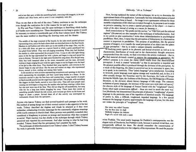 art as technique by viktor shklovsky notes art as technique book